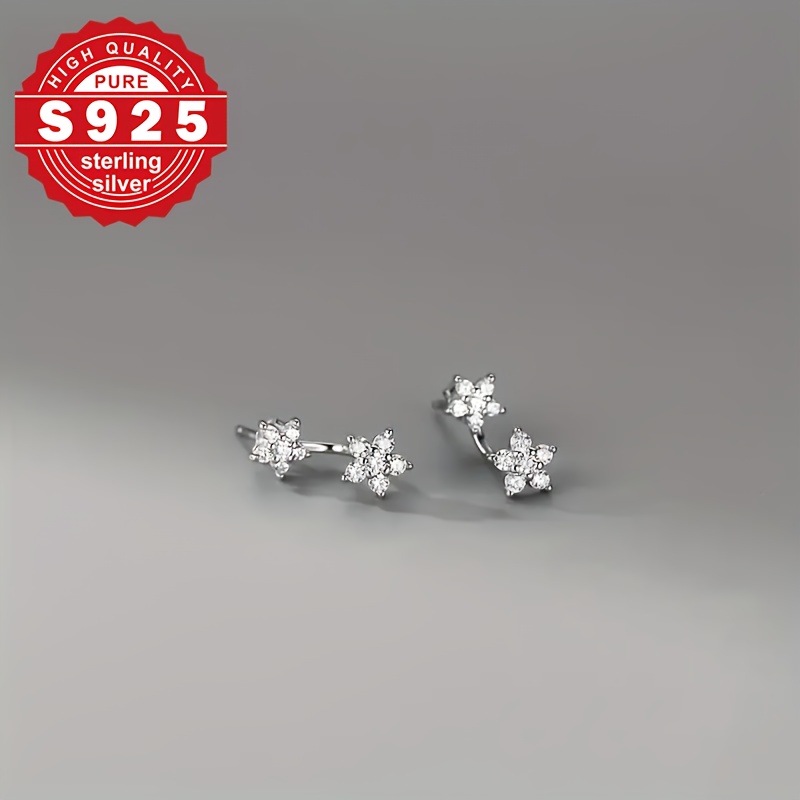 Women's 925 Sterling Silver Single Flower Drop Earrings
